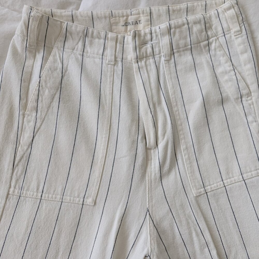 The Great - Frayed Ranger Pant in Pin Stripe